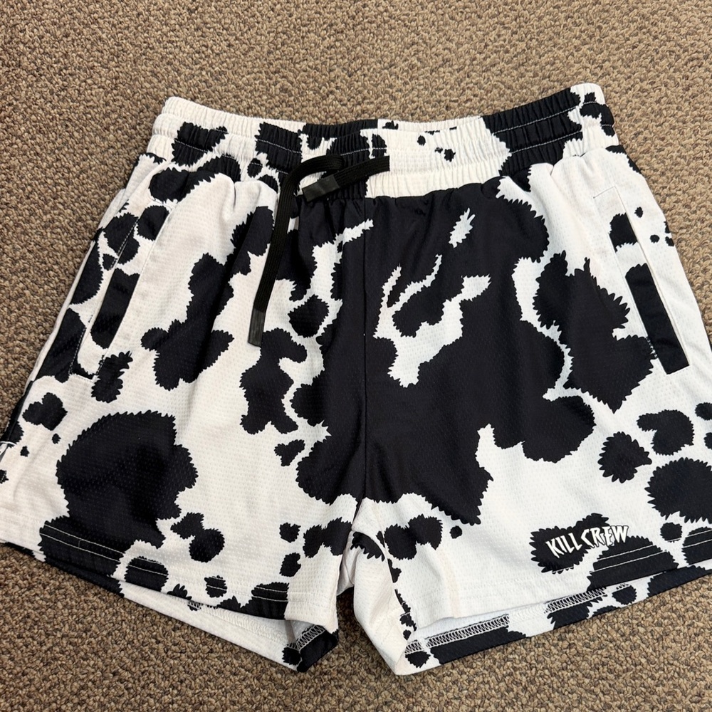 Kill Crew Monochrome Cow Print Shorts